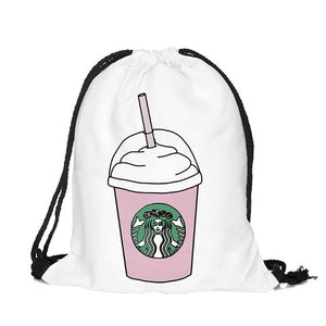 3D Print Drawstring Backpack Rucksack Shoulder Bags Gym Bag Muti color
