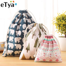 Load image into Gallery viewer, eTya Fashion Portable Drawstring bags Girls Shoes Bags Women Cotton Travel Pouch Storage Clothes handbag High Quality Makeup bag